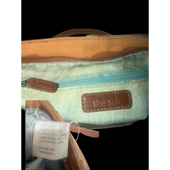 The Sak Indio Patchwork Hobo Pink Tan Mixed Leather Shoulder Bag Bohemian Boho - Picture 7 of 8